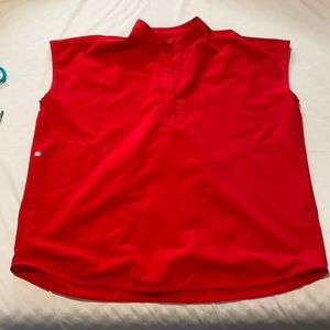 Figs Pop Red Rafaela Mandarin Collar Scrub Top